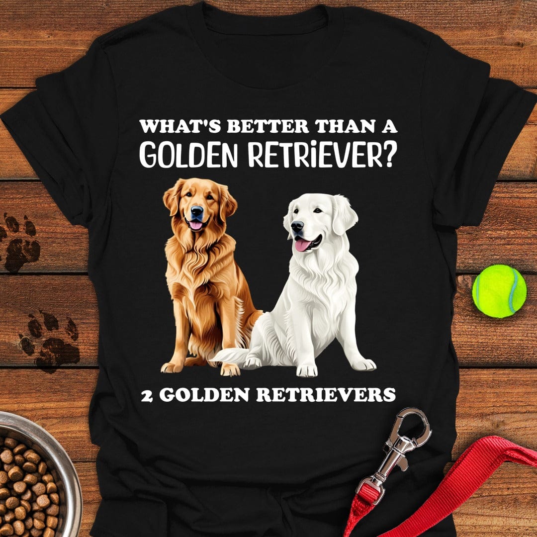 White & Golden Retriever T-Shirt Black