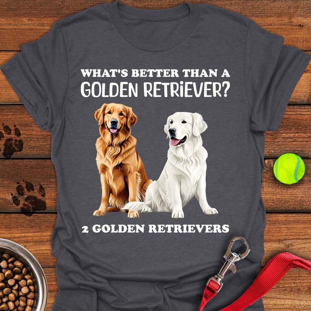 White & Golden Retriever T-Shirt Dark Heather