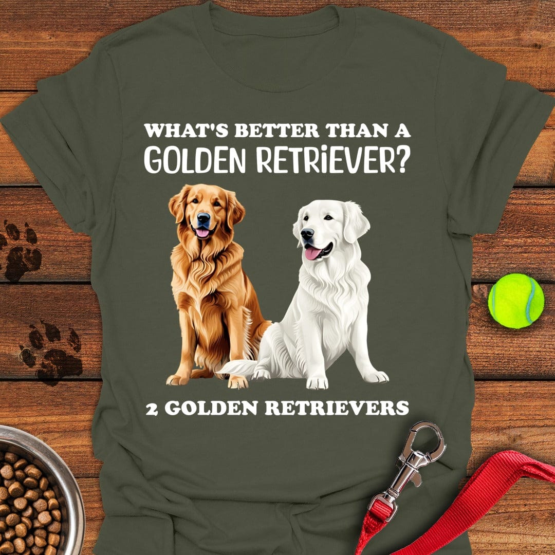 White & Golden Retriever T-Shirt Military Green