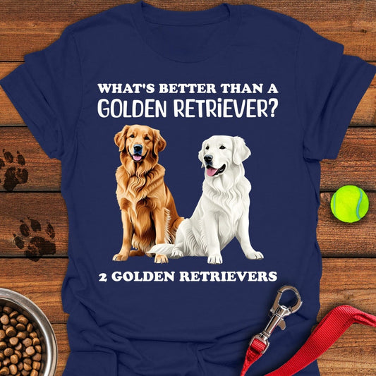 White & Golden Retriever T-Shirt Navy