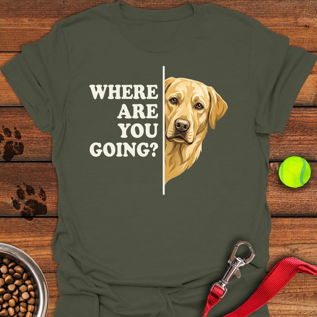 Yellow Lab Following Military Green