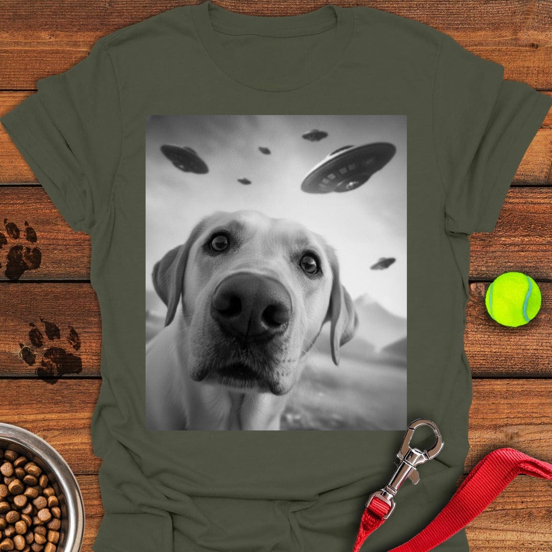 Yellow Lab UFO Selfie Military Green