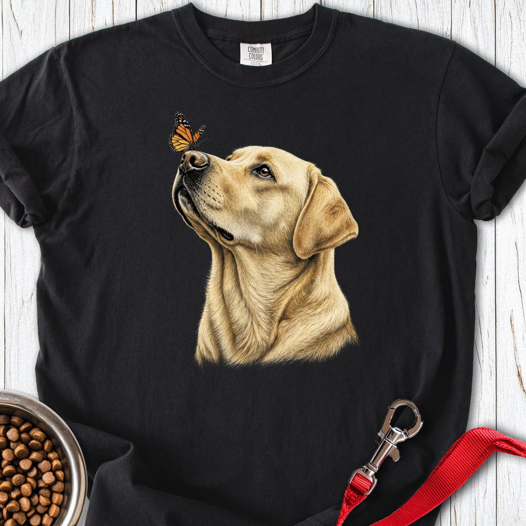Yellow Labrador Butterfly Premium Tee Black