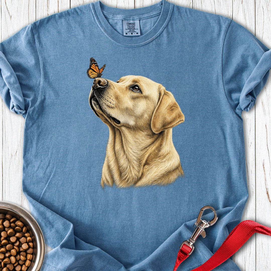 Yellow Labrador Butterfly Premium Tee Blue Jean