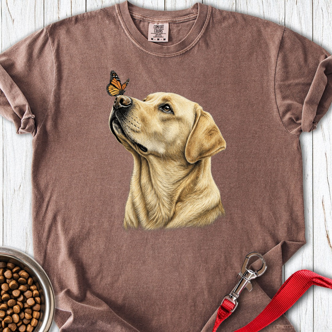 Yellow Labrador Butterfly Premium Tee Espresso