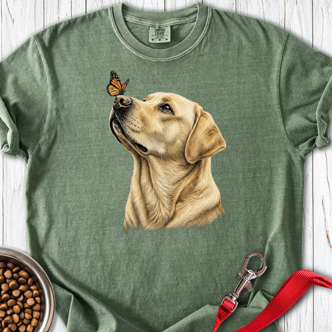 Yellow Labrador Butterfly Premium Tee Moss