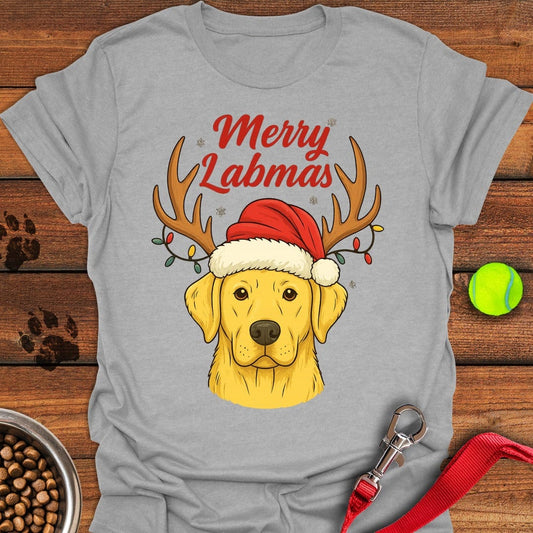 Yellow Labrador Christmas T-Shirt Sport Grey