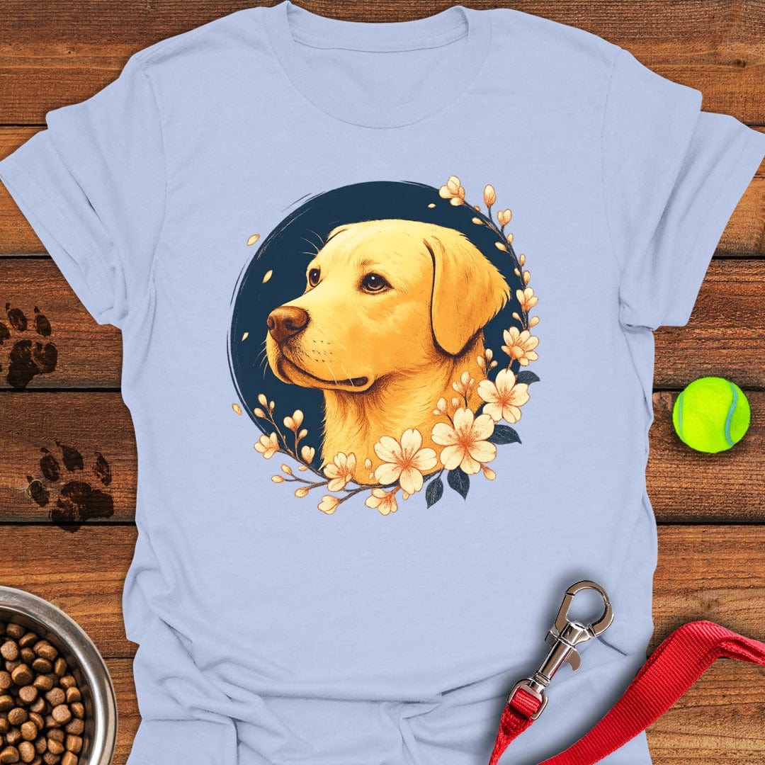 Yellow Labrador Flowers Light Blue
