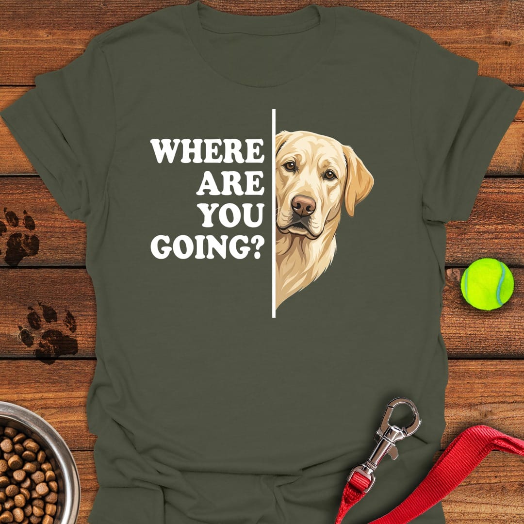 Yellow Labrador Following Military Green