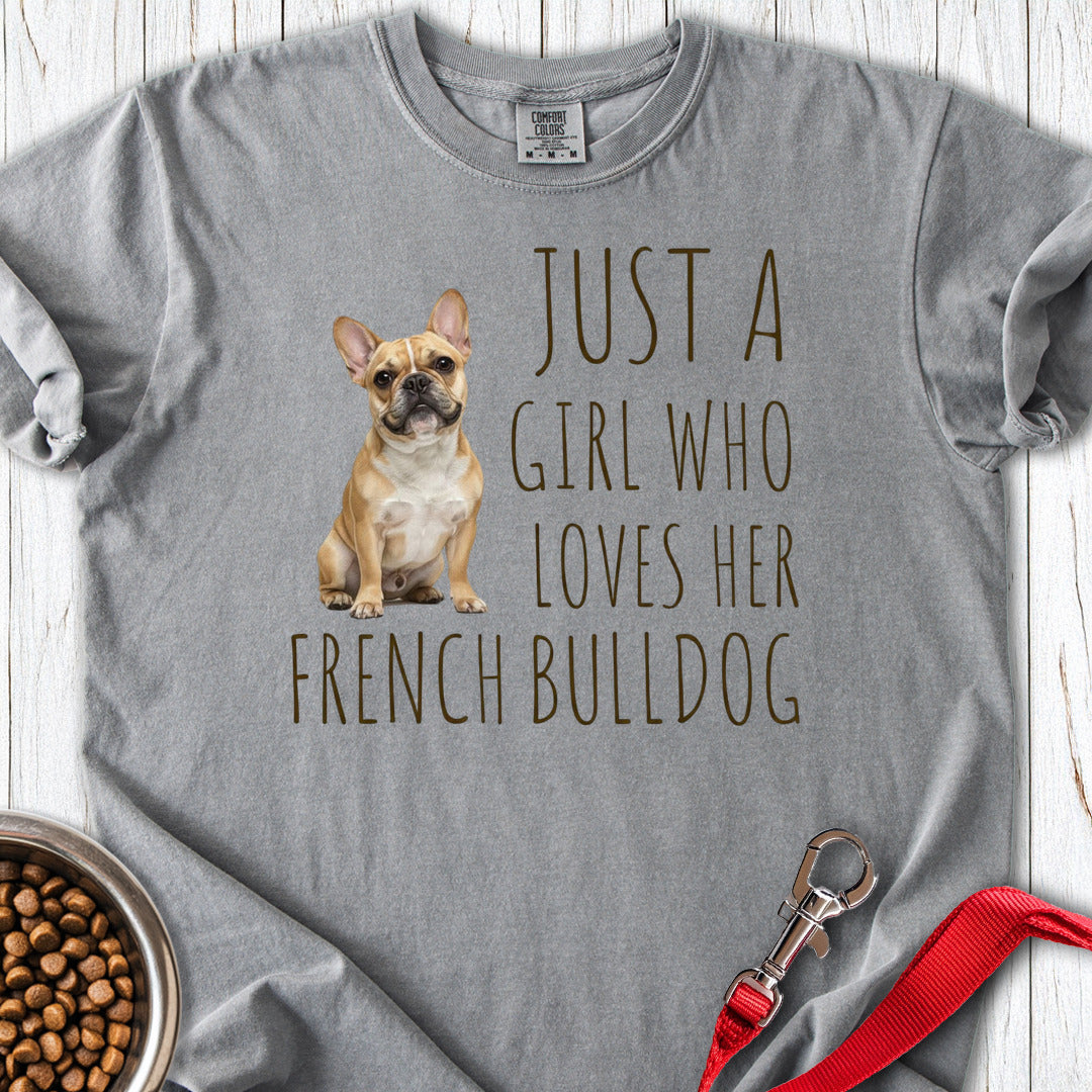 A Girl Who Loves Her French Bulldog Premium Tee — Grey