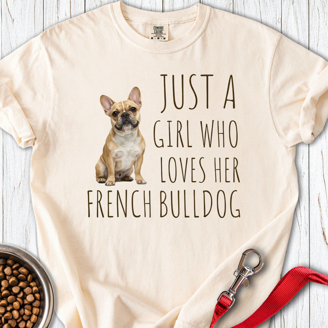 A Girl Who Loves Her French Bulldog Premium Tee — Ivory