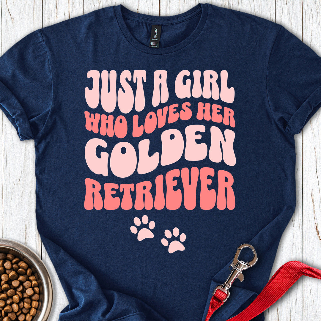 A Girl Who Loves Her Golden Retriever Navy