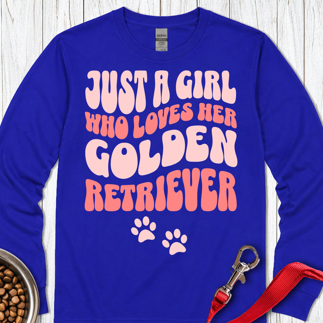 A Girl Who Loves Her Golden Retriever Long Sleeve — Royal