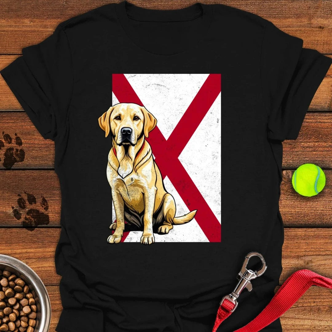 Yellow Labrador Alabama Flag T-Shirt Black
