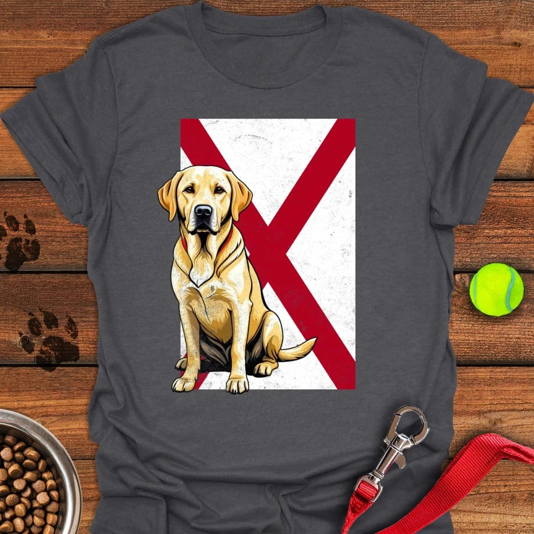 Yellow Labrador Alabama Flag T-Shirt Dark Heather