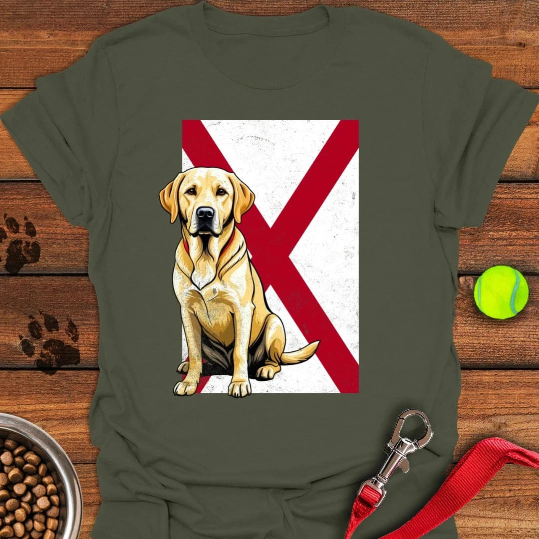 Yellow Labrador Alabama Flag T-Shirt Military Green
