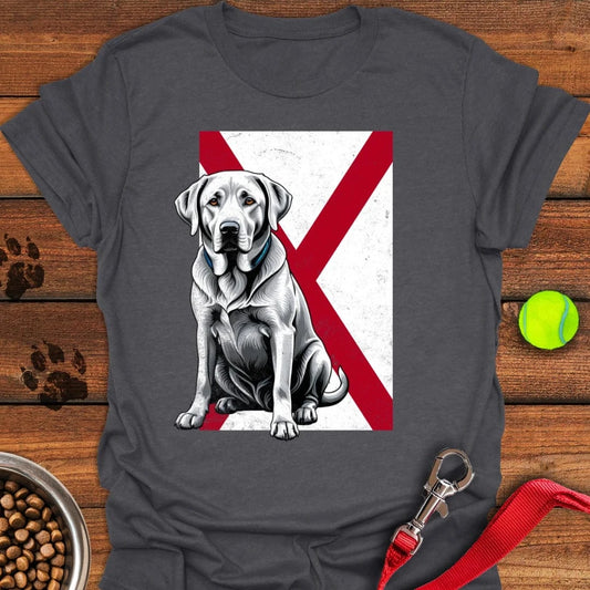 Silver Labrador Alabama Flag T-Shirt Dark Heather