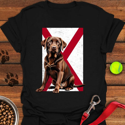 Chocolate Labrador Alabama Flag T-Shirt Black