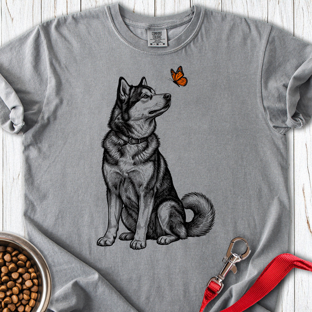 Alaskan Malamute Butterfly Premium Tee — Grey