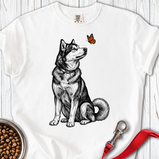 Alaskan Malamute Butterfly Premium Tee White