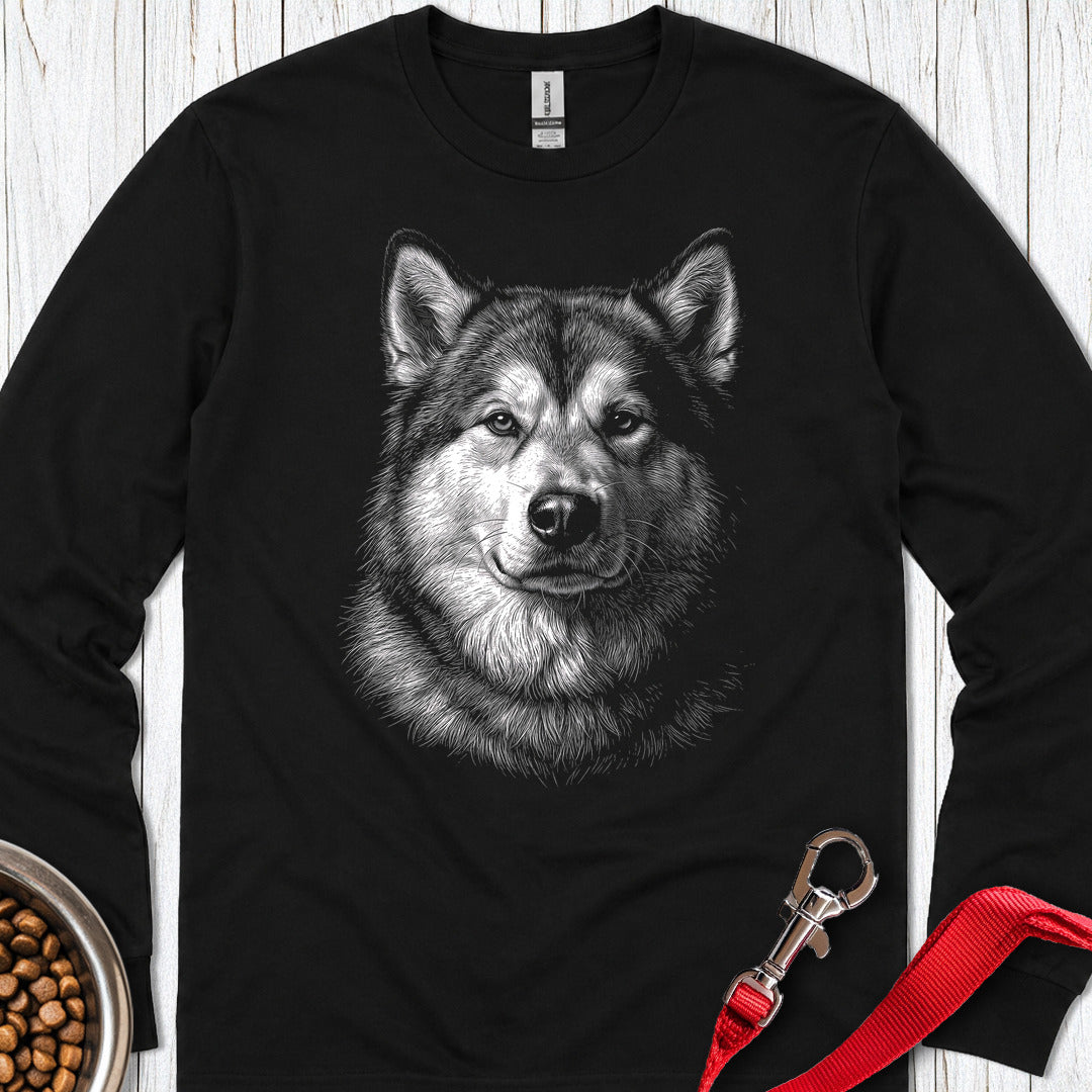 Alaskan Malamute Engraved Long Sleeve — Black