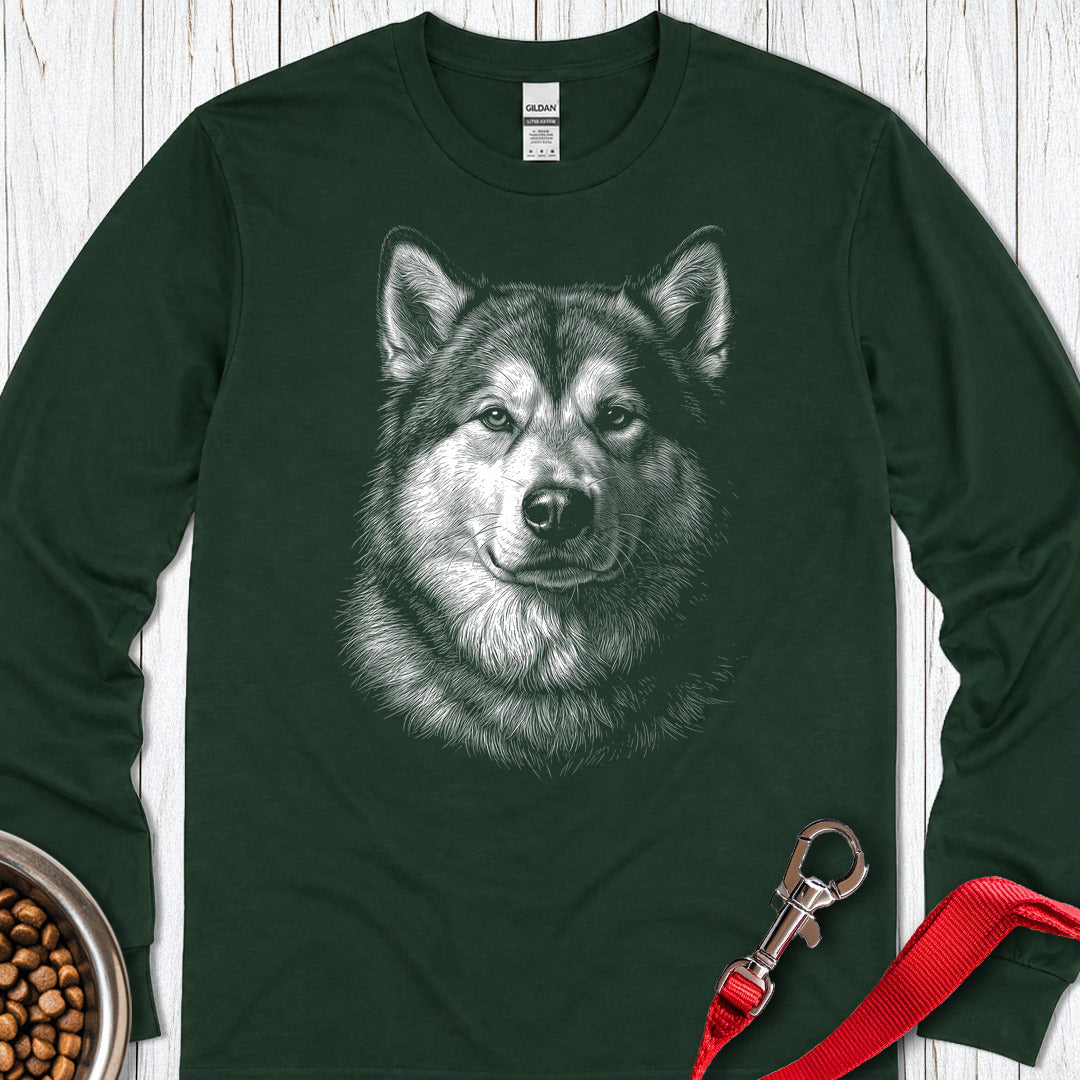 Alaskan Malamute Engraved Long Sleeve — Forest Green