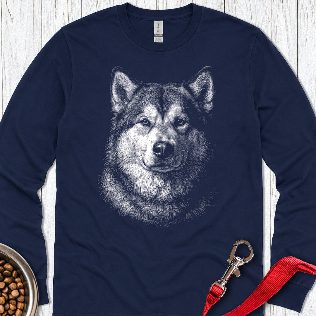 Alaskan Malamute Engraved Long Sleeve — Navy