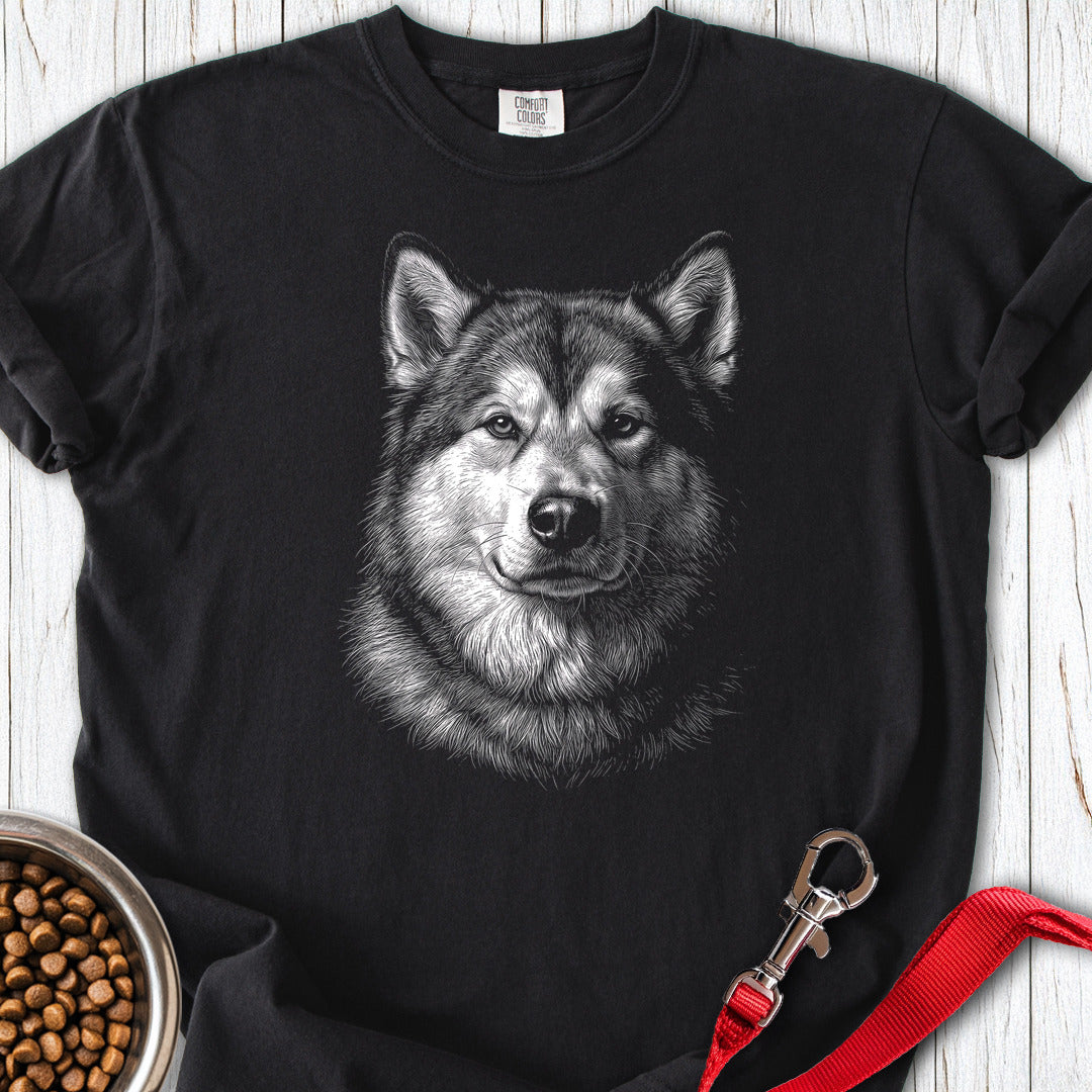 Alaskan Malamute Engraved Premium Tee — Black