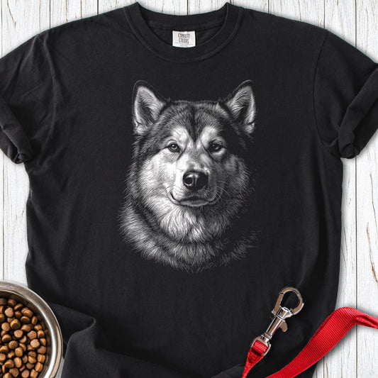 Alaskan Malamute Engraved Premium Tee Black