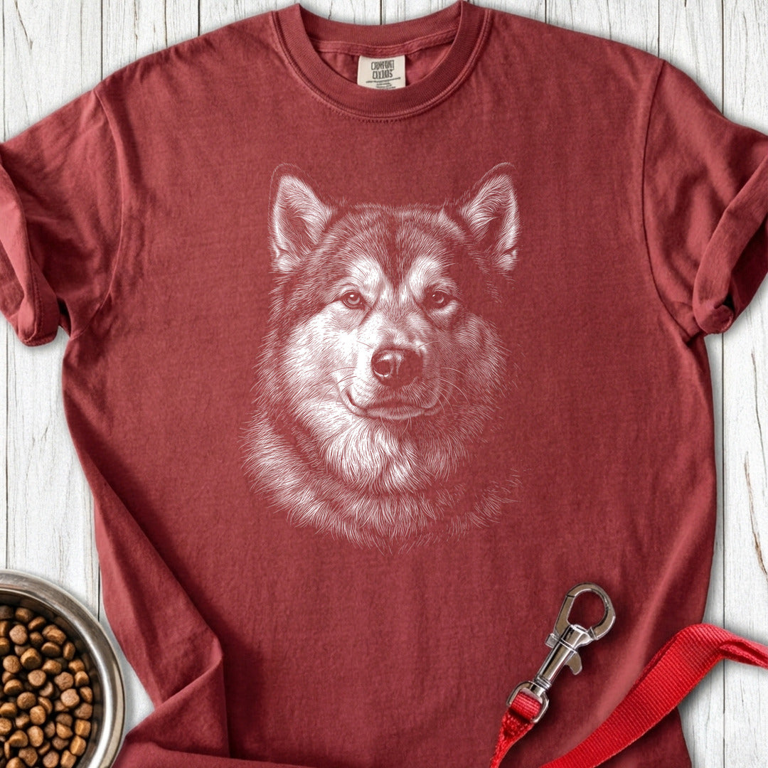 Alaskan Malamute Engraved Premium Tee — Brick