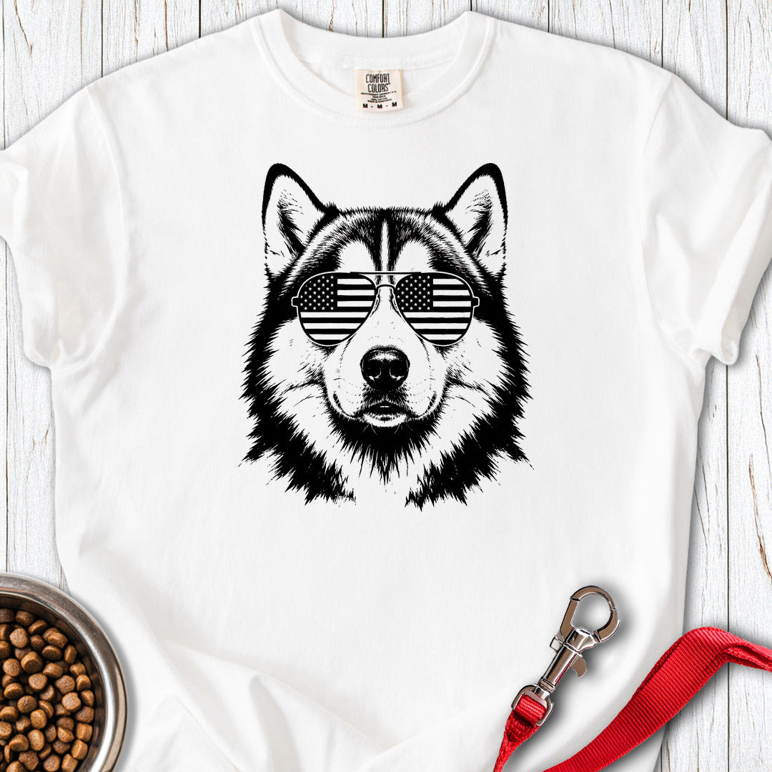 Alaskan Malamute Flag Shades Premium Tee — White