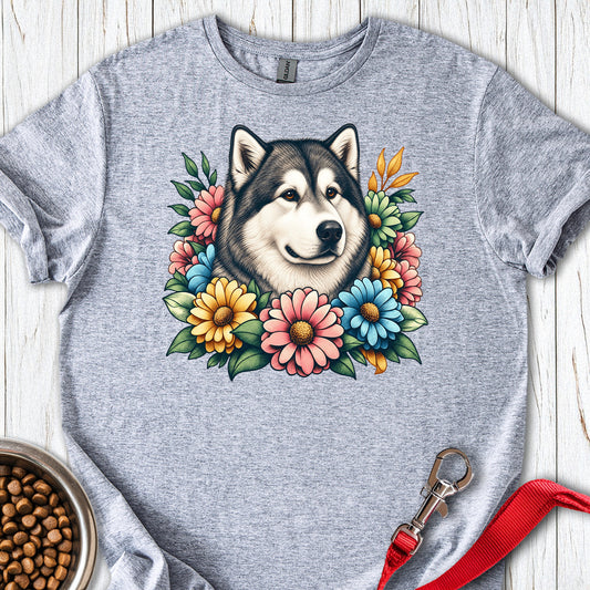 Alaskan Malamute Flower Wreath Sport Grey