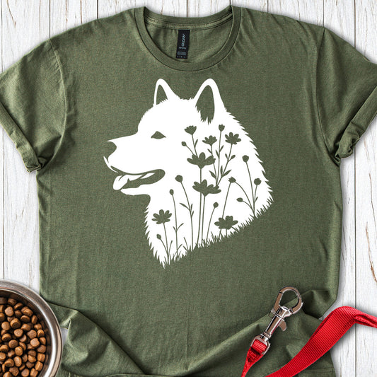 Alaskan Malamute Flowers Military Green