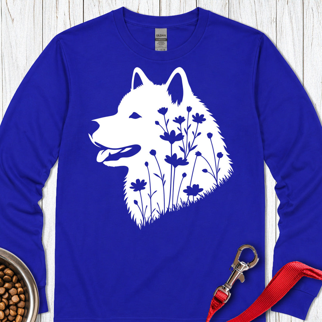 Alaskan Malamute Flowers Long Sleeve — Royal