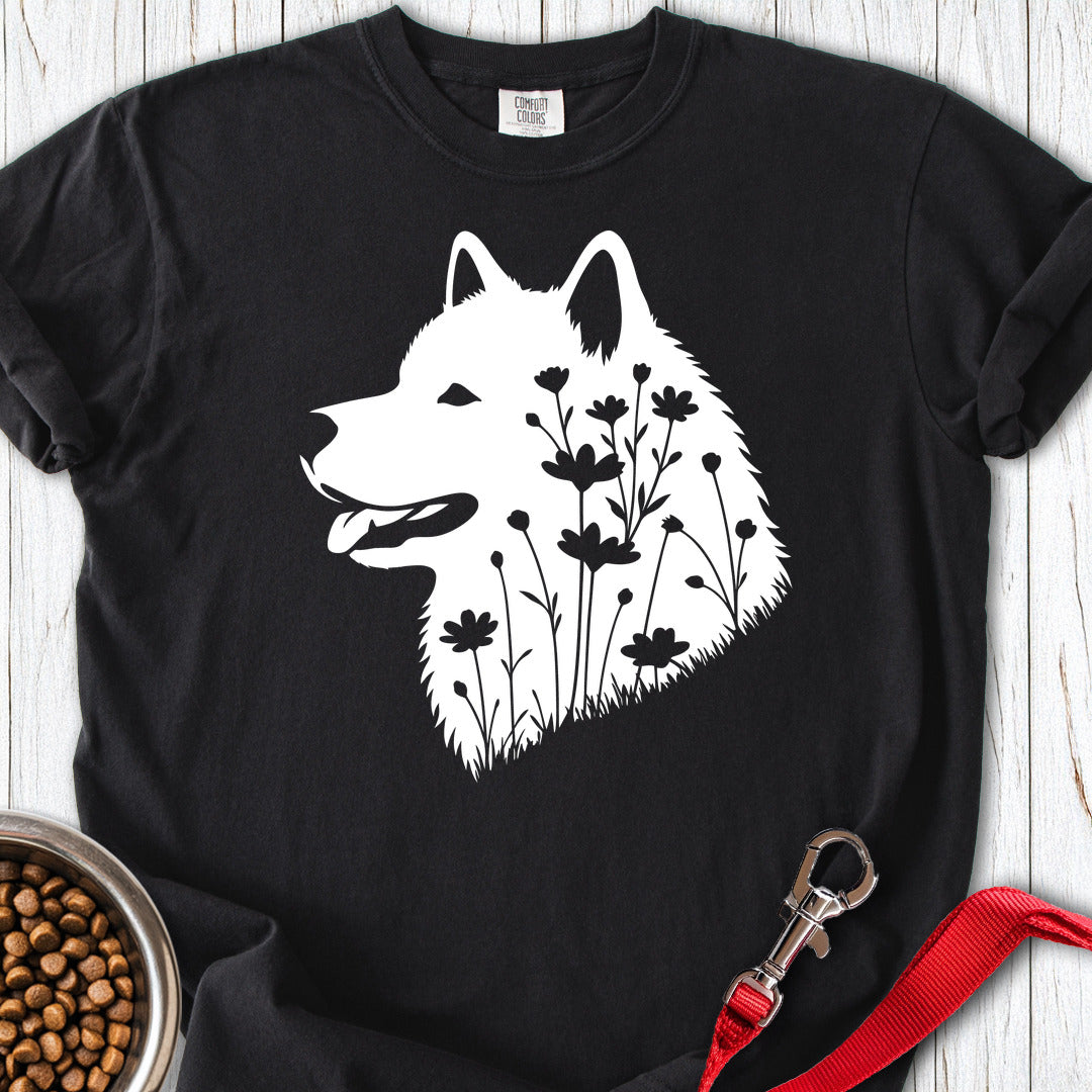 Alaskan Malamute Flowers Premium Tee — Black