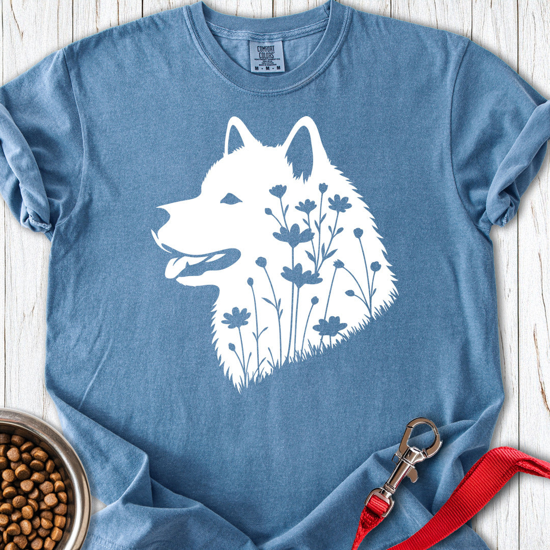 Alaskan Malamute Flowers Premium Tee — Blue Jean