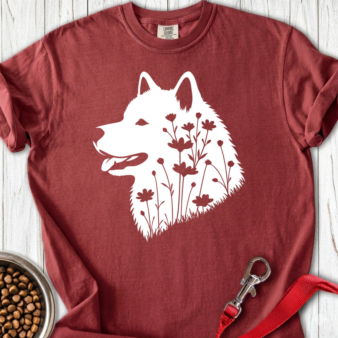 Alaskan Malamute Flowers Premium Tee — Brick