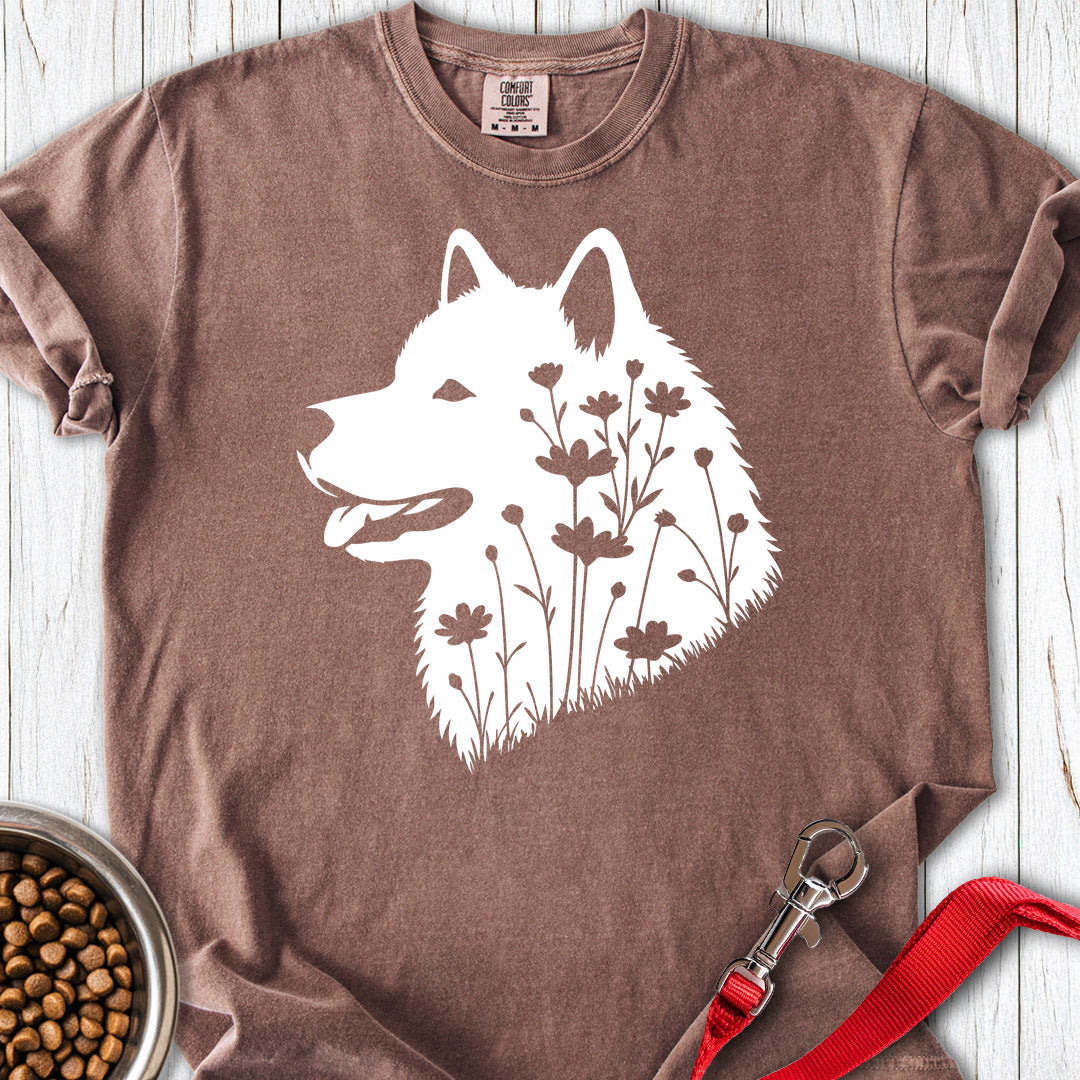 Alaskan Malamute Flowers Premium Tee — Espresso