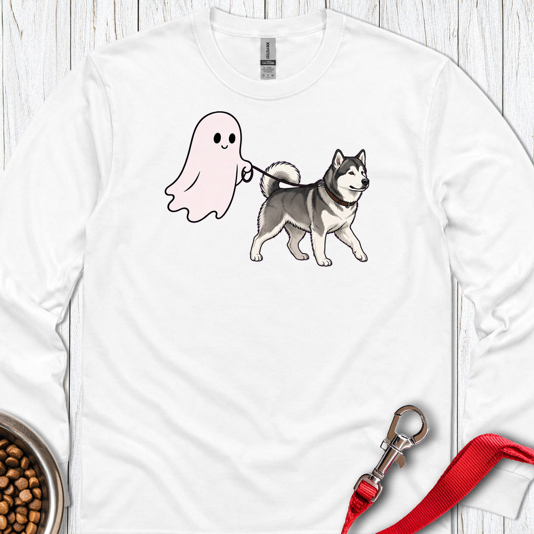 Alaskan Malamute Ghost Walk Long Sleeve — White