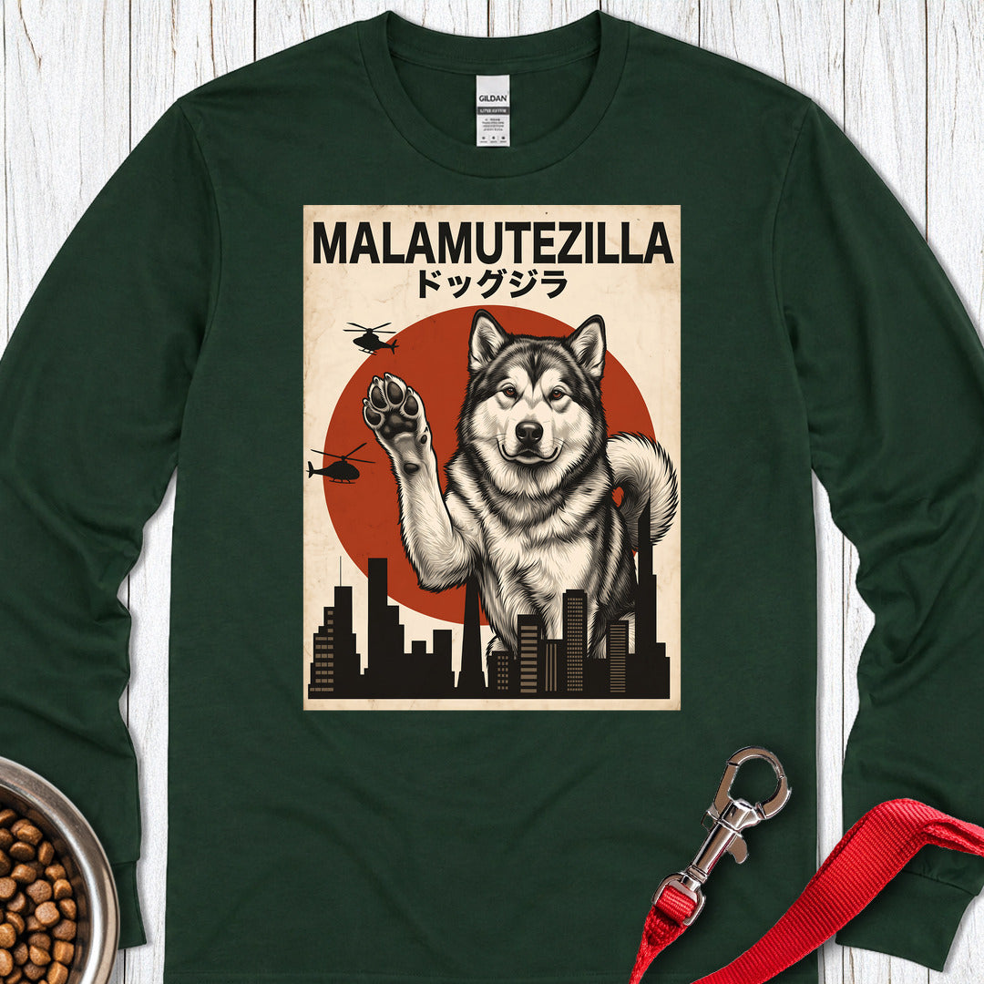 Alaskan Malamute Malamutezilla Long Sleeve — Forest Green