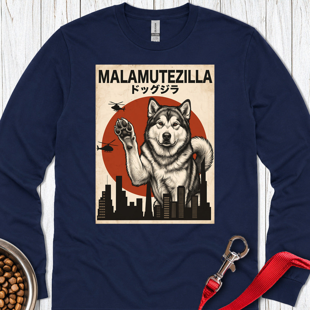 Alaskan Malamute Malamutezilla Long Sleeve — Navy