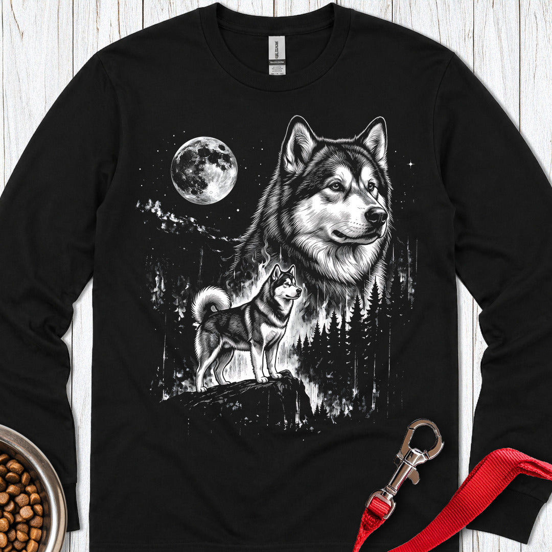 Alaskan Malamute Moonlight Long Sleeve — Black