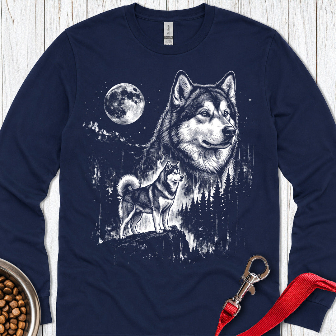 Alaskan Malamute Moonlight Long Sleeve — Navy