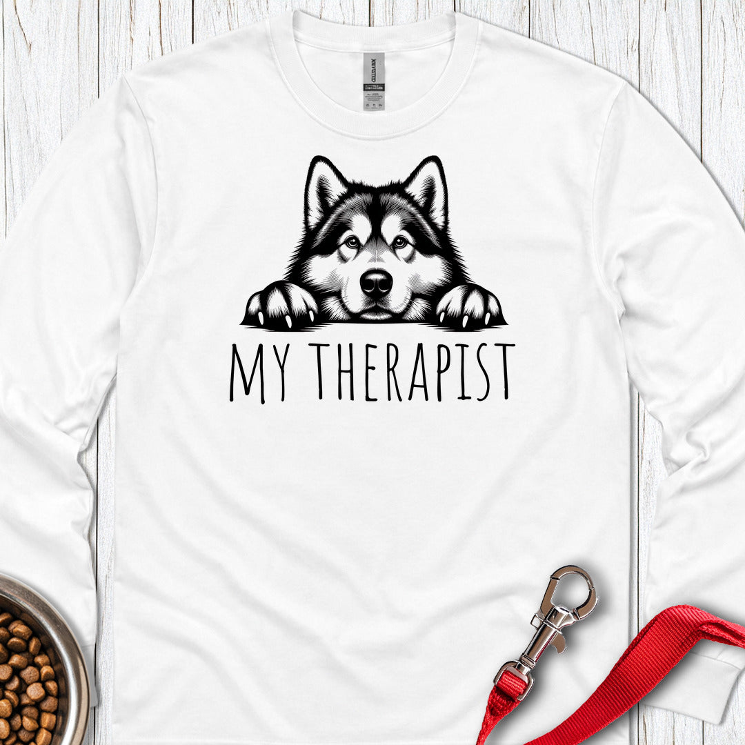 Alaskan Malamute My Therapist Long Sleeve — White