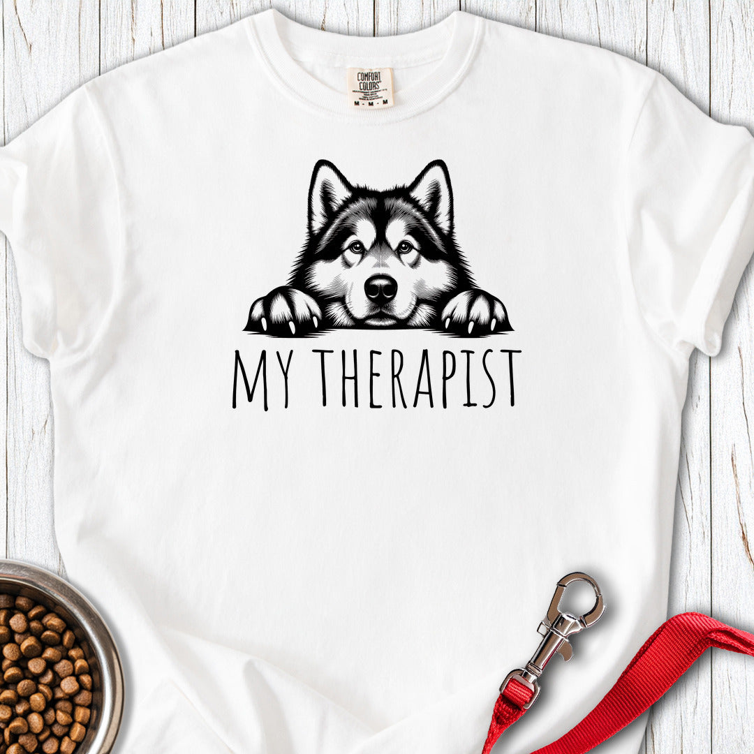 Alaskan Malamute My Therapist Premium Tee — White