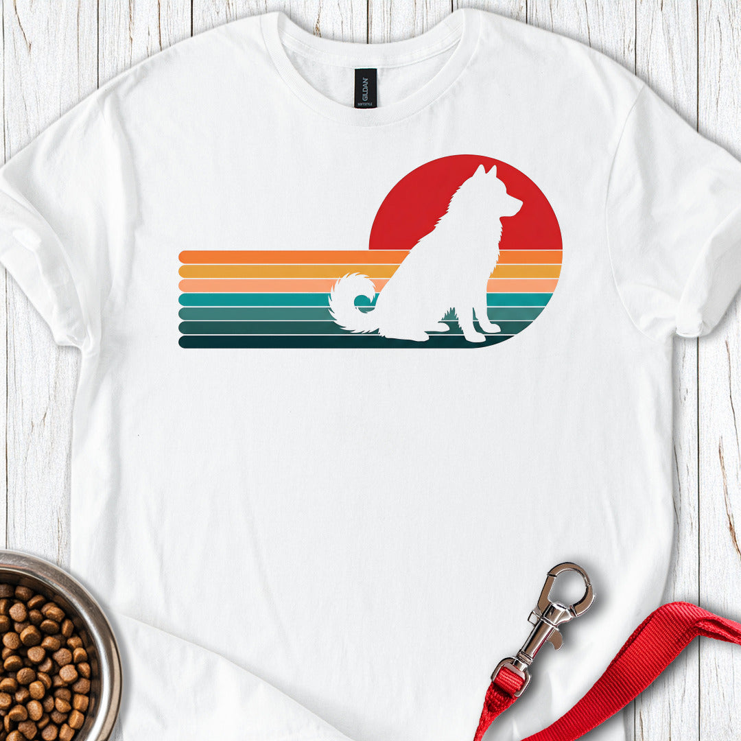 Alaskan Malamute Retro Sunset — White