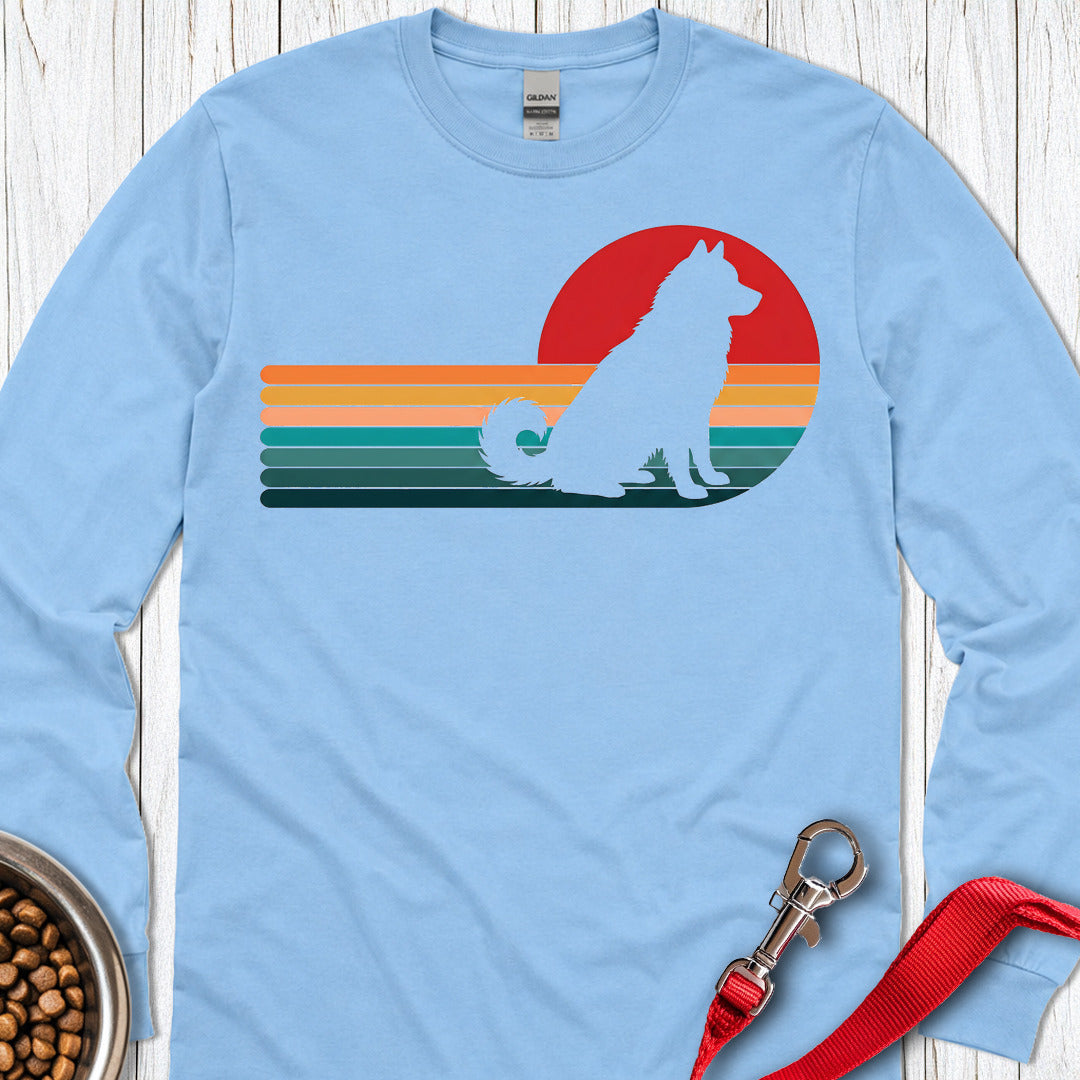 Alaskan Malamute Retro Sunset Long Sleeve — Carolina Blue
