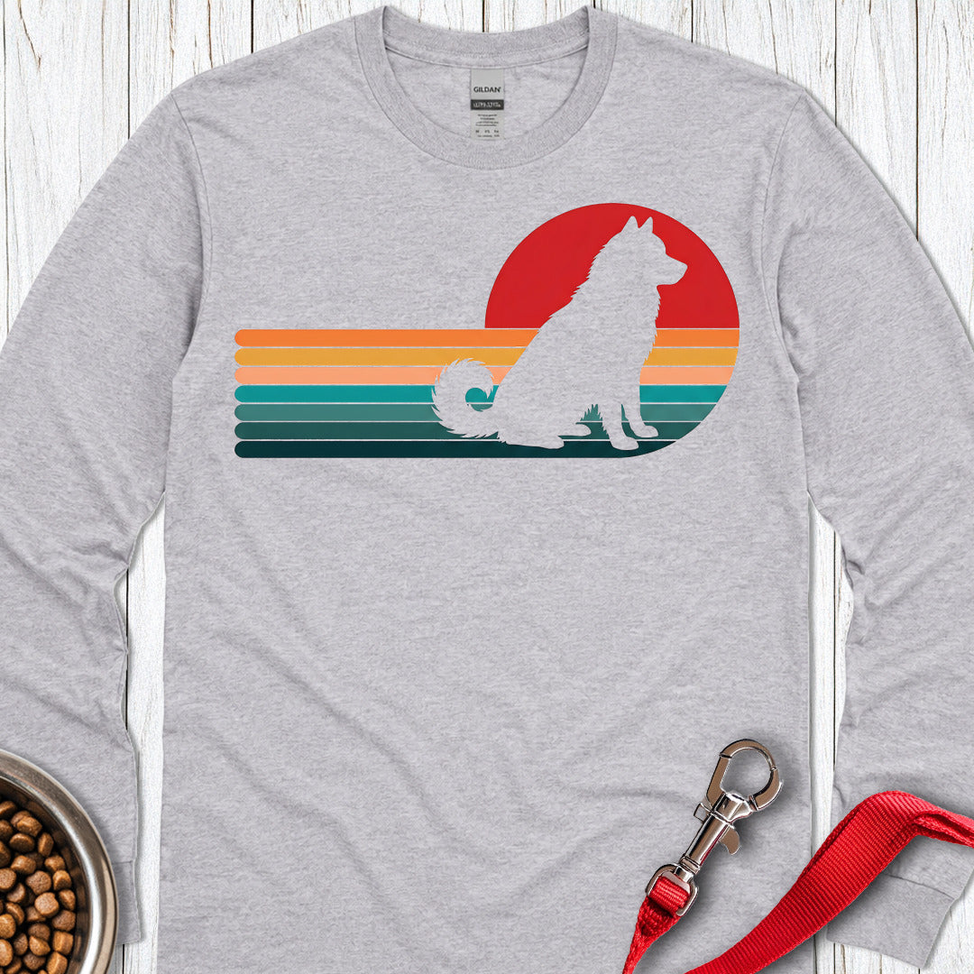Alaskan Malamute Retro Sunset Long Sleeve — Sport Grey