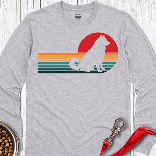 Alaskan Malamute Retro Sunset Long Sleeve Sport Grey