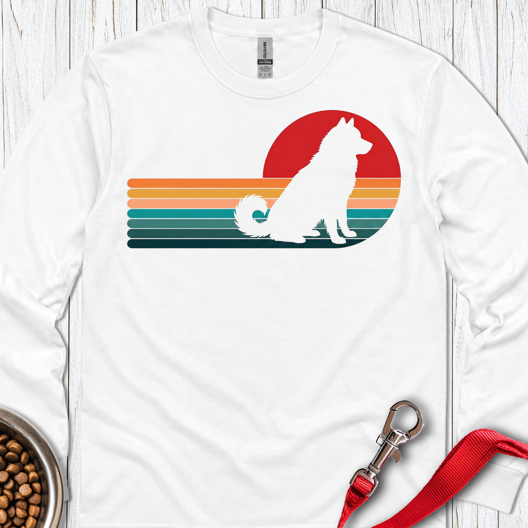 Alaskan Malamute Retro Sunset Long Sleeve — White
